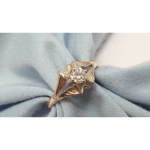 Exquisite 14K Karat Solid Two Tone Multi Color Gold Designer USSR Diamond Ring